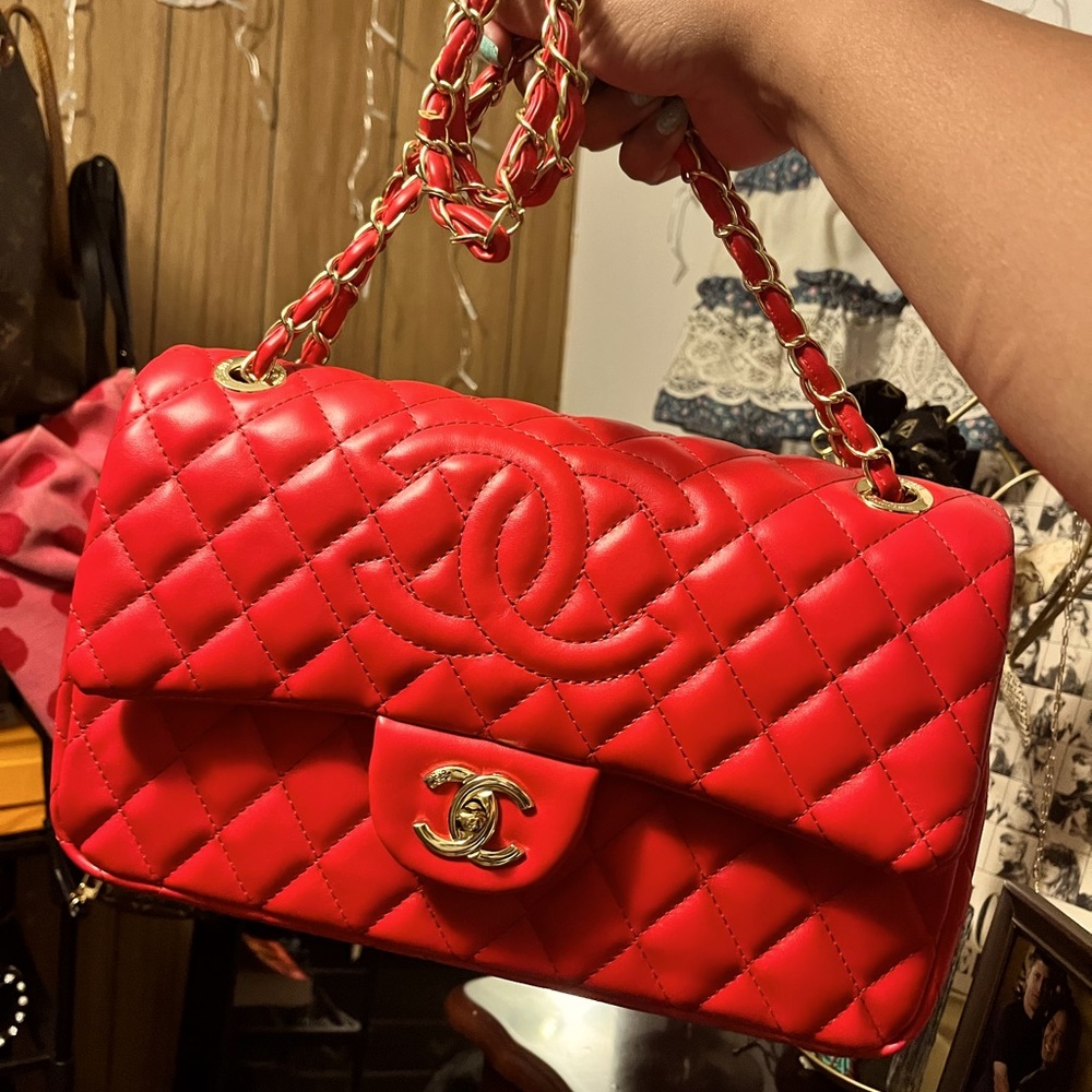 Quilted Faux Leather Double Flap